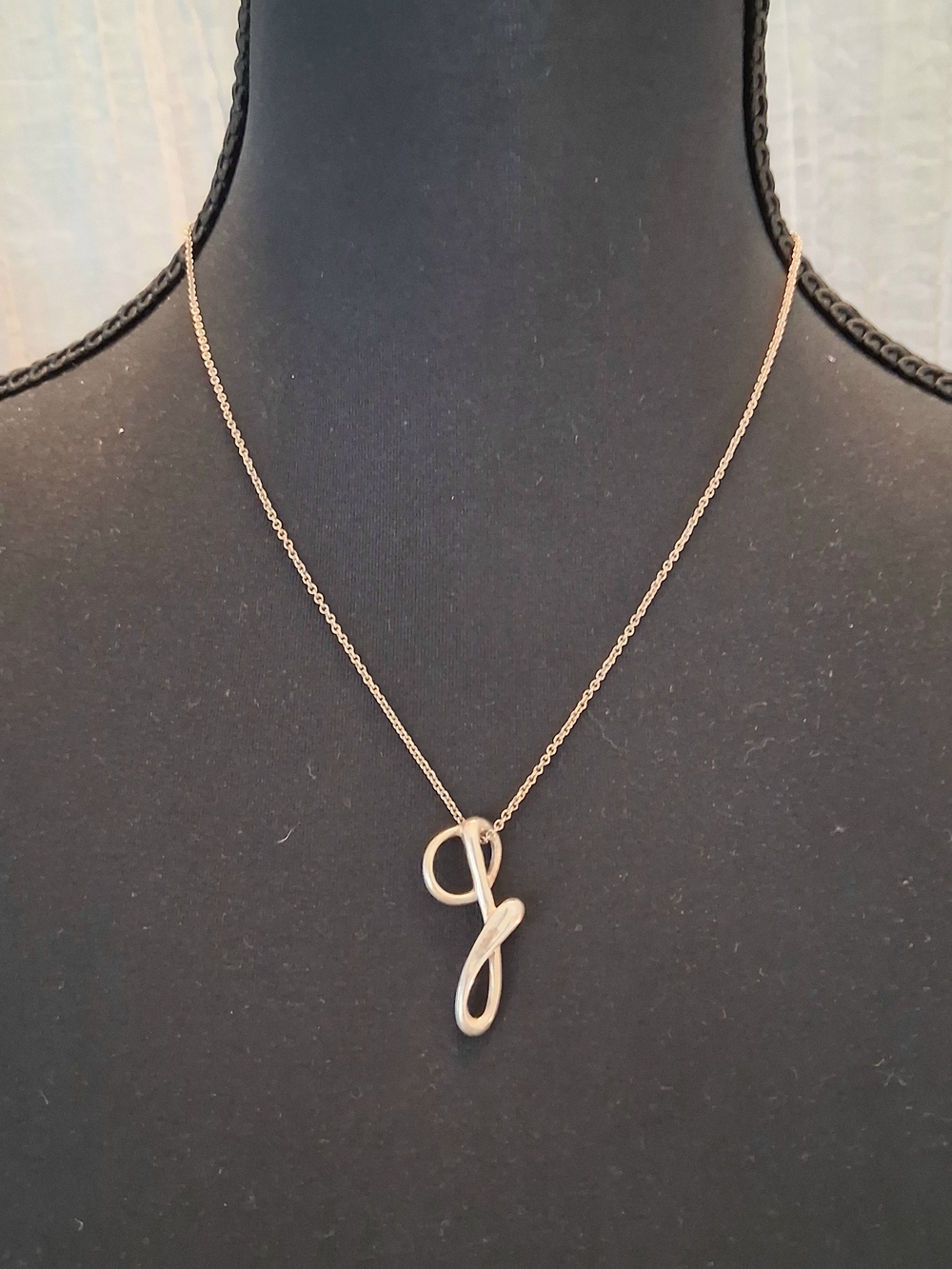 Tiffany & Co Delicate Sterling Silver Initial Pendant Necklace for Women Vtg